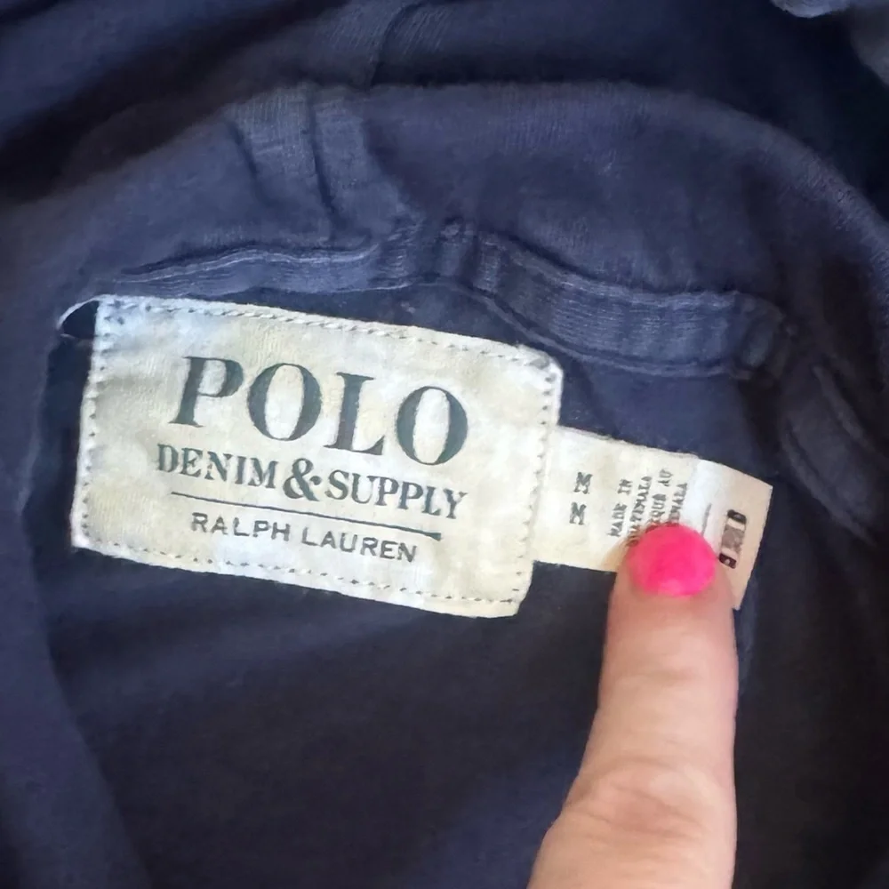POLO RALPH LAUREN DISTRESSED HOODED SHIRT SIZE MED MENS LOGO BLUE DESIGNER